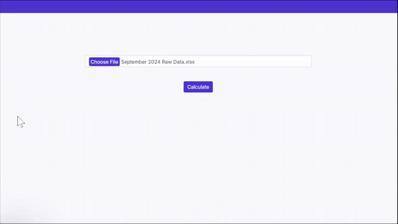 A demonstration of the product: upload your file, let the engine calculate, and receive a detailed, exportable report.